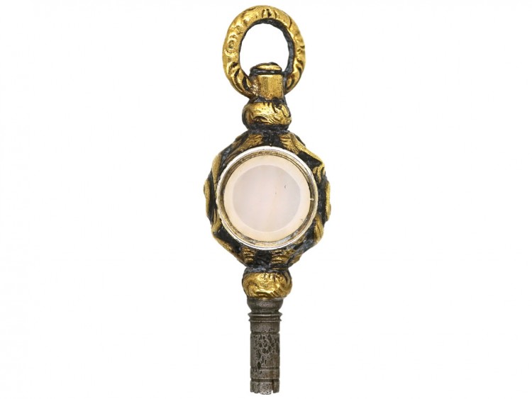 Georgian Gold Cased & Black Enamel Watch Key