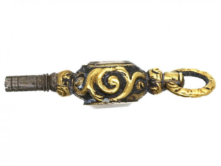 Georgian Gold Cased & Black Enamel Watch Key