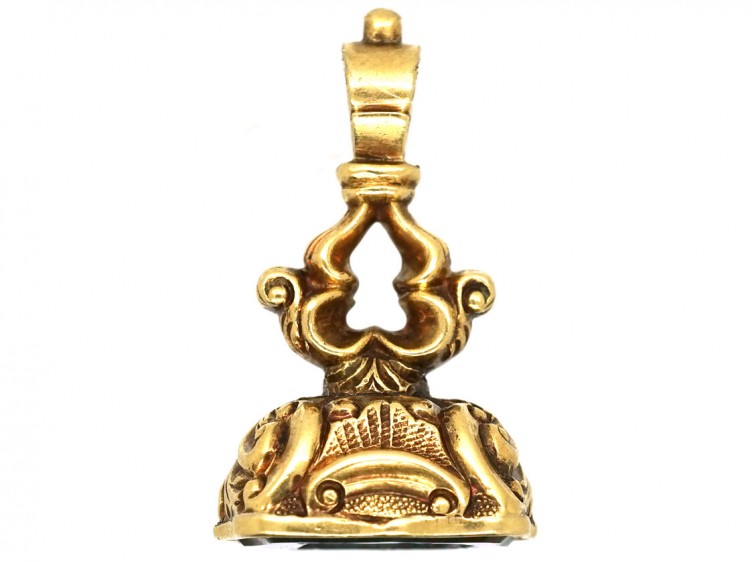 Georgian Small Gold Cased Seal With Bloodstone Intaglio