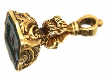 Georgian Small Gold Cased Seal With Bloodstone Intaglio