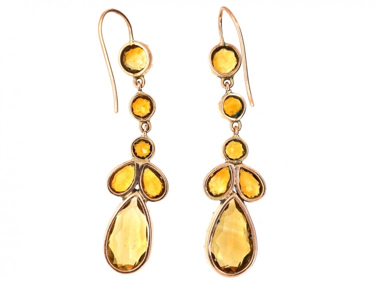 Victorian Gold & Citrine Drop Earrings