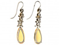 French Belle Epoque Topaz & Diamond Drop Earrings