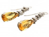French Belle Epoque Topaz & Diamond Drop Earrings