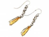 French Belle Epoque Topaz & Diamond Drop Earrings