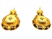 Victorian 15ct Gold & Diamond Drop Earrings