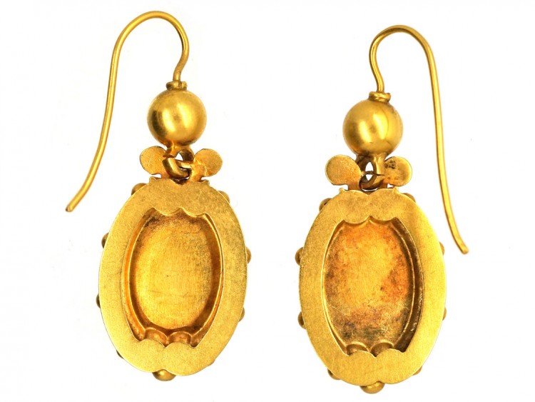 Victorian 15ct Gold & Diamond Drop Earrings