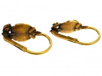 French Regency 18ct Gold Rose Earrings Set With Opals & Rose Diamonds