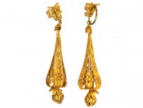 Georgian 18ct Gold Long Drop Earrings