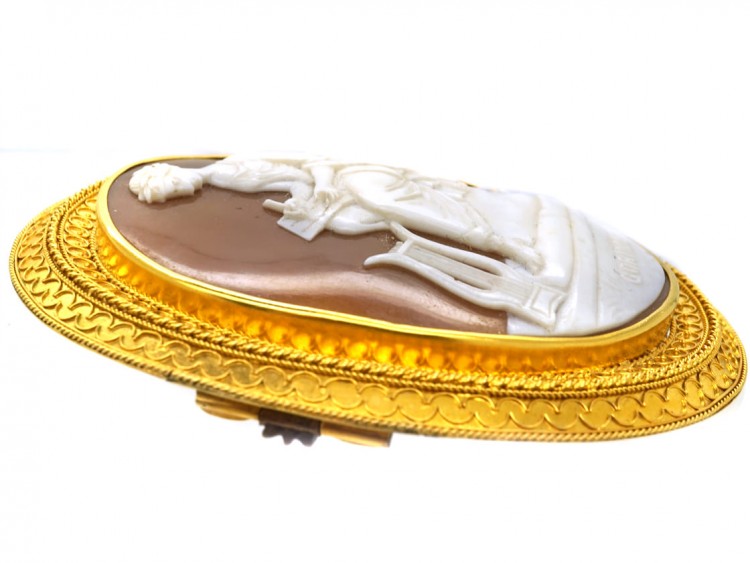 Victorian 18ct Gold Cameo Brooch in Original Case of Corinne