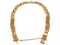 Edwardian 15ct Gold Gate Bracelet Set With Turquoise & Natural Split Pearls