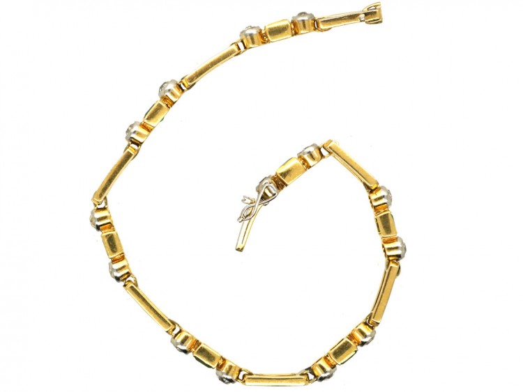 Art Deco 18ct Gold & Platinum, Emerald & Diamond Bracelet