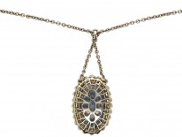 Edwardian Platinum Diamond & Opal Pendant on Platinum Chain
