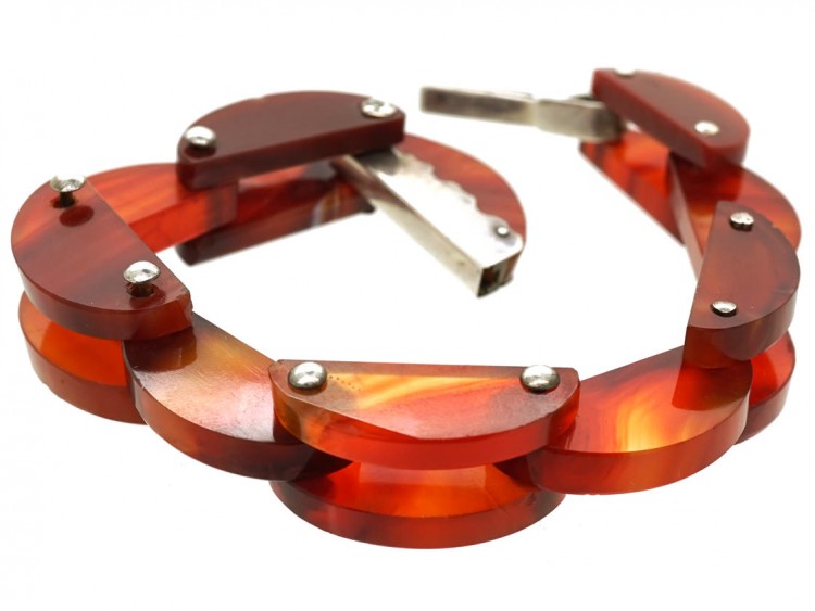 Victorian Scottish Carnelian & Silver Bracelet