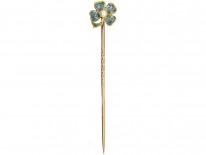Edwardian 15ct Gold & Enamel Four Leaf Clover Tie Pin