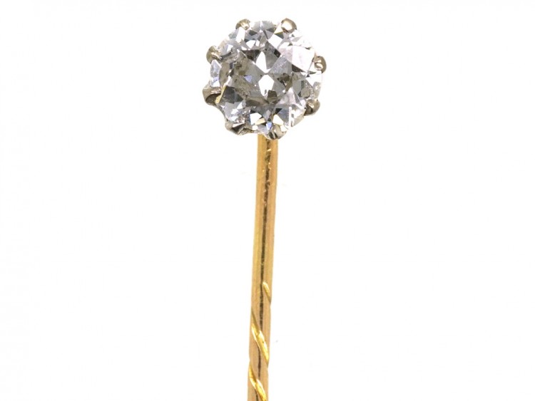 Edwardian Single Stone Diamond Tie Pin