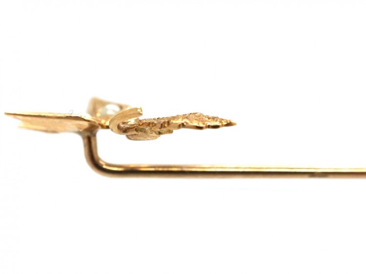 Edwardian 9ct Gold Swallow & Sprig Tie Pin