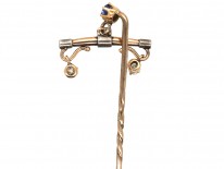 15ct Gold & Platinum Plough Share Sapphire & Diamond Tie Pin
