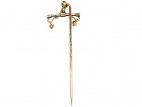 15ct Gold & Platinum Plough Share Sapphire & Diamond Tie Pin