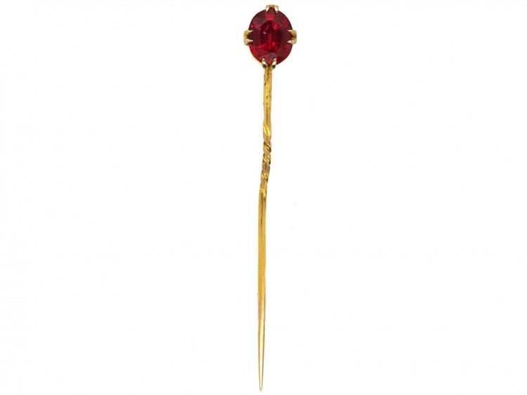 Synthetic Ruby 15ct Gold Tie Pin