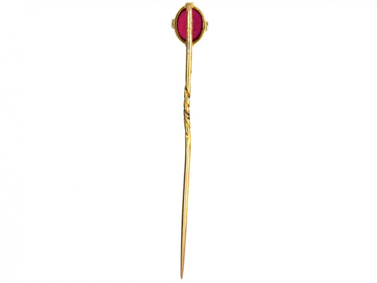 Synthetic Ruby 15ct Gold Tie Pin