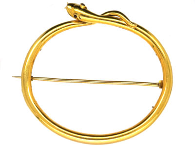 Large Victorian 15ct Gold Oval Snake Brooch Large Victorian 15ct Gold Oval Snake Brooch