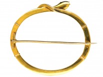 Large Victorian 15ct Gold Oval Snake Brooch
