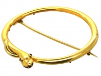 Large Victorian 15ct Gold Oval Snake Brooch