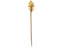 Victorian 15ct Gold Tie Pin Set With a Ruby & Rose Diamonds