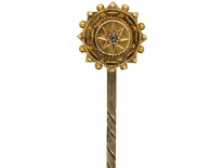 Victorian 15ct Gold & Rose Diamond Round Tie Pin