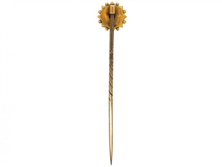 Victorian 15ct Gold & Rose Diamond Round Tie Pin