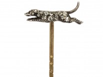 Edwardian Diamond Hound Tie Pin in Original Tessier Case