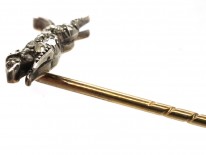 Edwardian Diamond Hound Tie Pin in Original Tessier Case