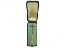 Edwardian Diamond Hound Tie Pin in Original Tessier Case