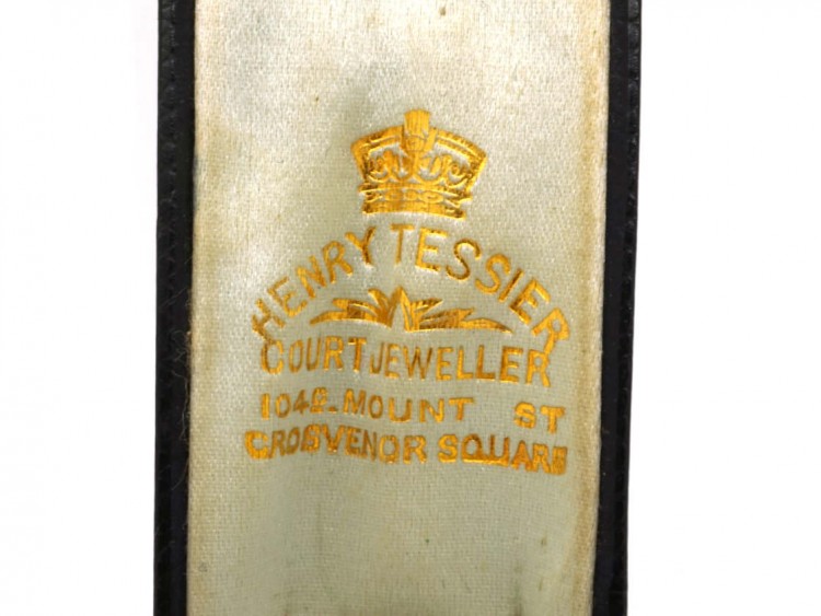 Edwardian Diamond Hound Tie Pin in Original Tessier Case
