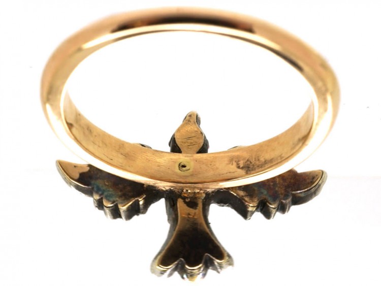 Georgian Emerald & Diamond Dove on an 18ct Gold Shank Ring