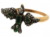 Georgian Emerald & Diamond Dove on an 18ct Gold Shank Ring