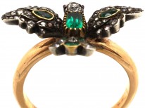 Georgian Emerald & Diamond Dove on an 18ct Gold Shank Ring