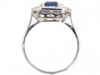18ct White Gold Sapphire & Diamond Rectangular Cluster Ring
