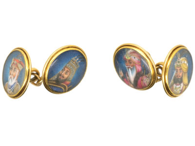 Victorian 18ct Gold Indian Portrait Miniature Cufflinks