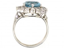 18ct White Gold Aquamarine & Diamond Cluster Ring