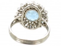 18ct White Gold Aquamarine & Diamond Cluster Ring