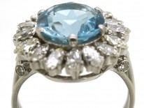 18ct White Gold Aquamarine & Diamond Cluster Ring