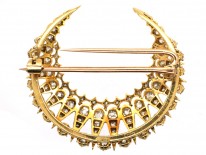 Victorian 18ct Gold & Diamond Crescent Brooch