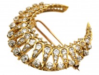 Victorian 18ct Gold & Diamond Crescent Brooch