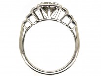 Palladium Single Stone Diamond Ring With Stepped Diamond Shoulders