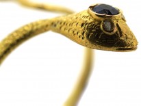 Edwardian 18ct Gold Snake Ring Set With a Sapphire & Diamond Eyes
