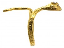 Edwardian 18ct Gold Snake Ring Set With a Sapphire & Diamond Eyes