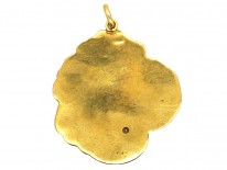 Art Nouveau 14ct Gold Pendant of a Lady in Water Lilies