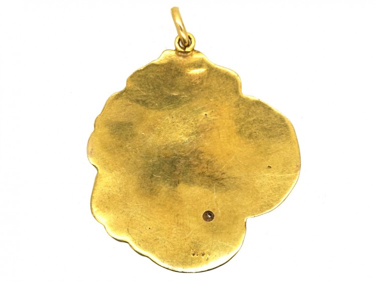 Art Nouveau 14ct Gold Pendant of a Lady in Water Lilies