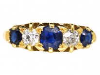 Edwardian 18ct Gold, Sapphire & Diamond Five Stone Ring